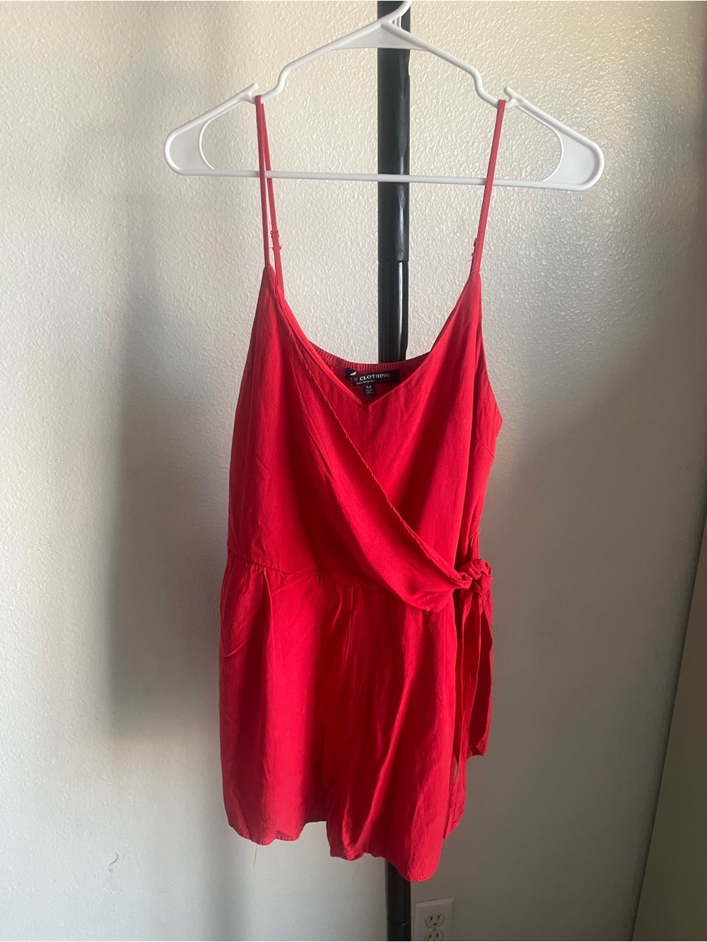 Red Wrap Romper with Side Tie